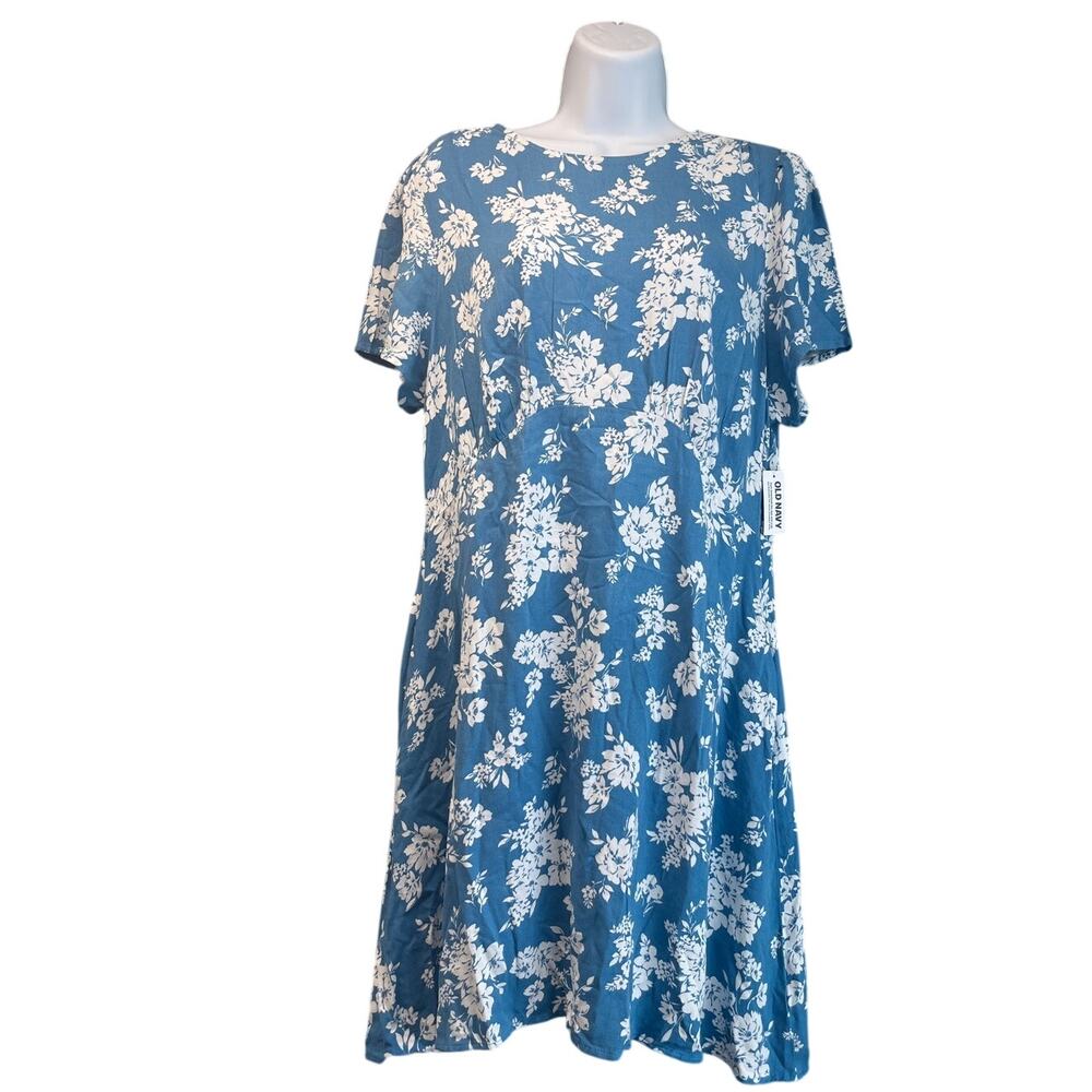 Navy women’s L floral white /blue Garden/ FeminineFairy Summer dress NEW